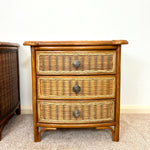 Load image into Gallery viewer, A Pair of Vintage Bamboo Rattan Bedside drawers, Boho Bedside tables
