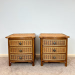 Load image into Gallery viewer, A Pair of Vintage Bamboo Rattan Bedside drawers, Boho Bedside tables
