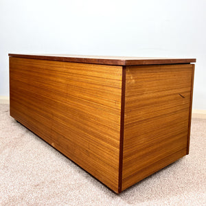 Vintage  Wooden Teak Blanket Box, Ottoman Storage Chest