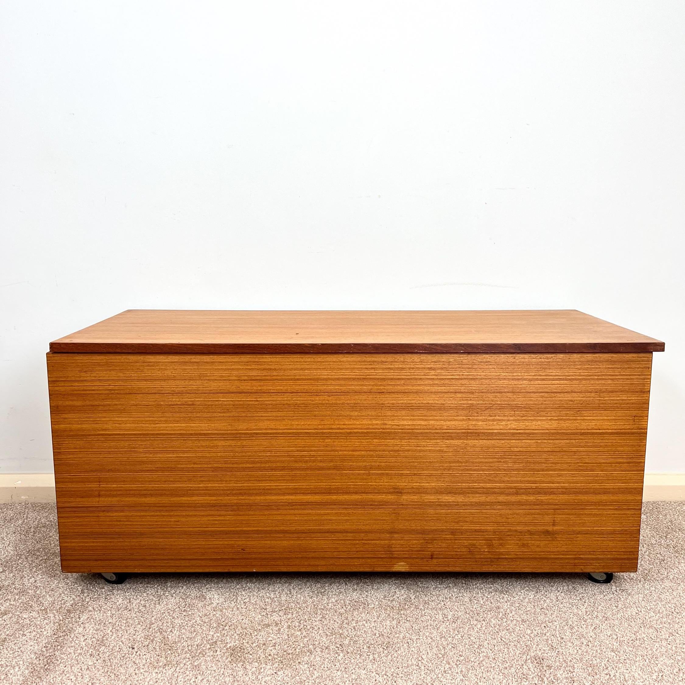 Vintage  Wooden Teak Blanket Box, Ottoman Storage Chest