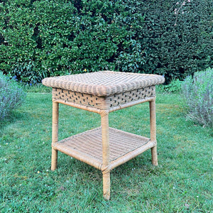 Vintage Boho Wicker Rattan Side Table