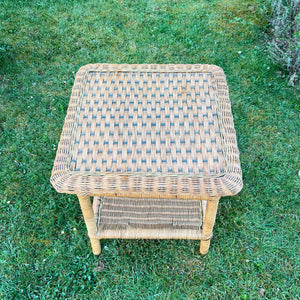 Vintage Boho Wicker Rattan Side Table