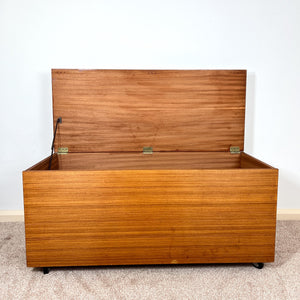 Vintage  Wooden Teak Blanket Box, Ottoman Storage Chest