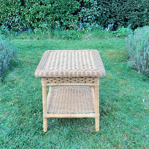 Vintage Boho Wicker Rattan Side Table