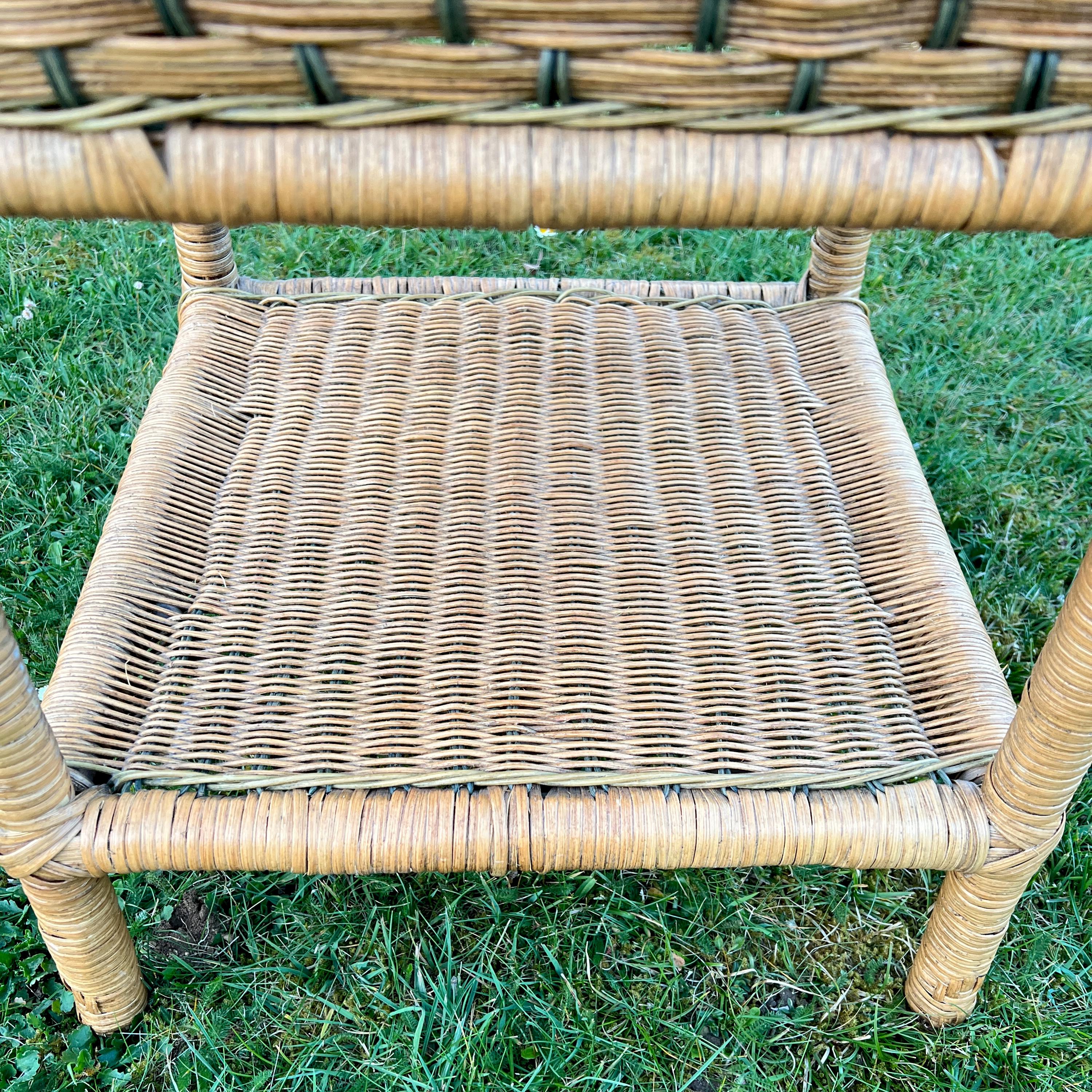 Vintage Boho Wicker Rattan Side Table