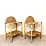 Load image into Gallery viewer, A Pair of Vintage Bamboo Rattan Bedside tables

