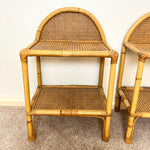 Load image into Gallery viewer, A Pair of Vintage Bamboo Rattan Bedside tables

