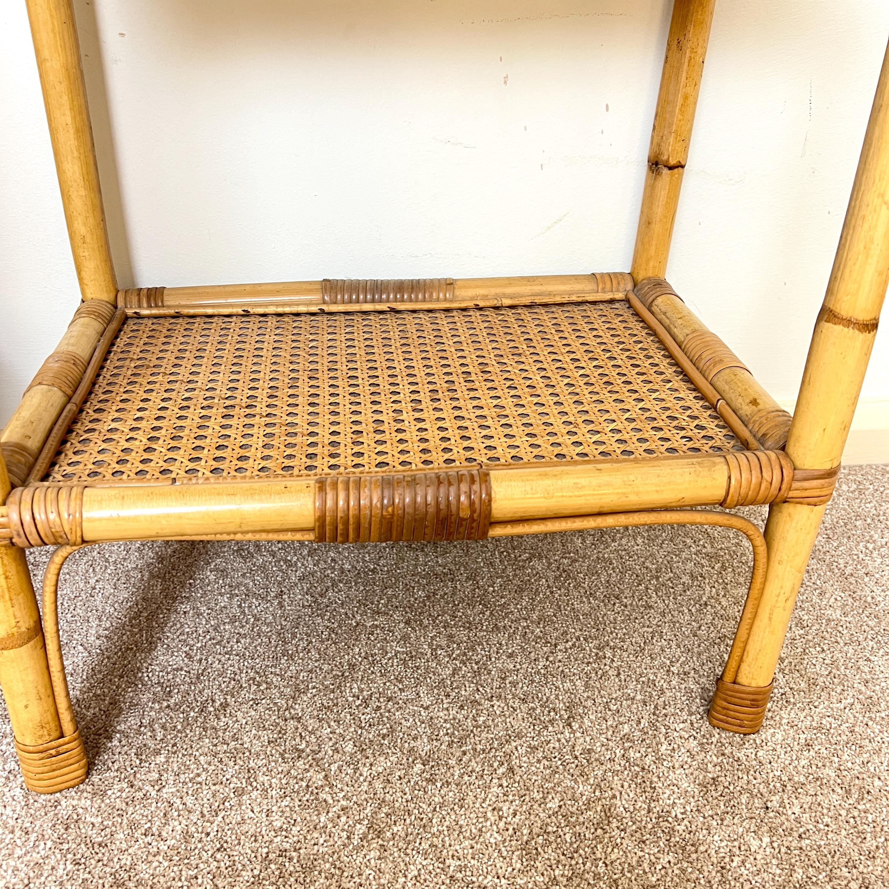 A Pair of Vintage Bamboo Rattan Bedside tables