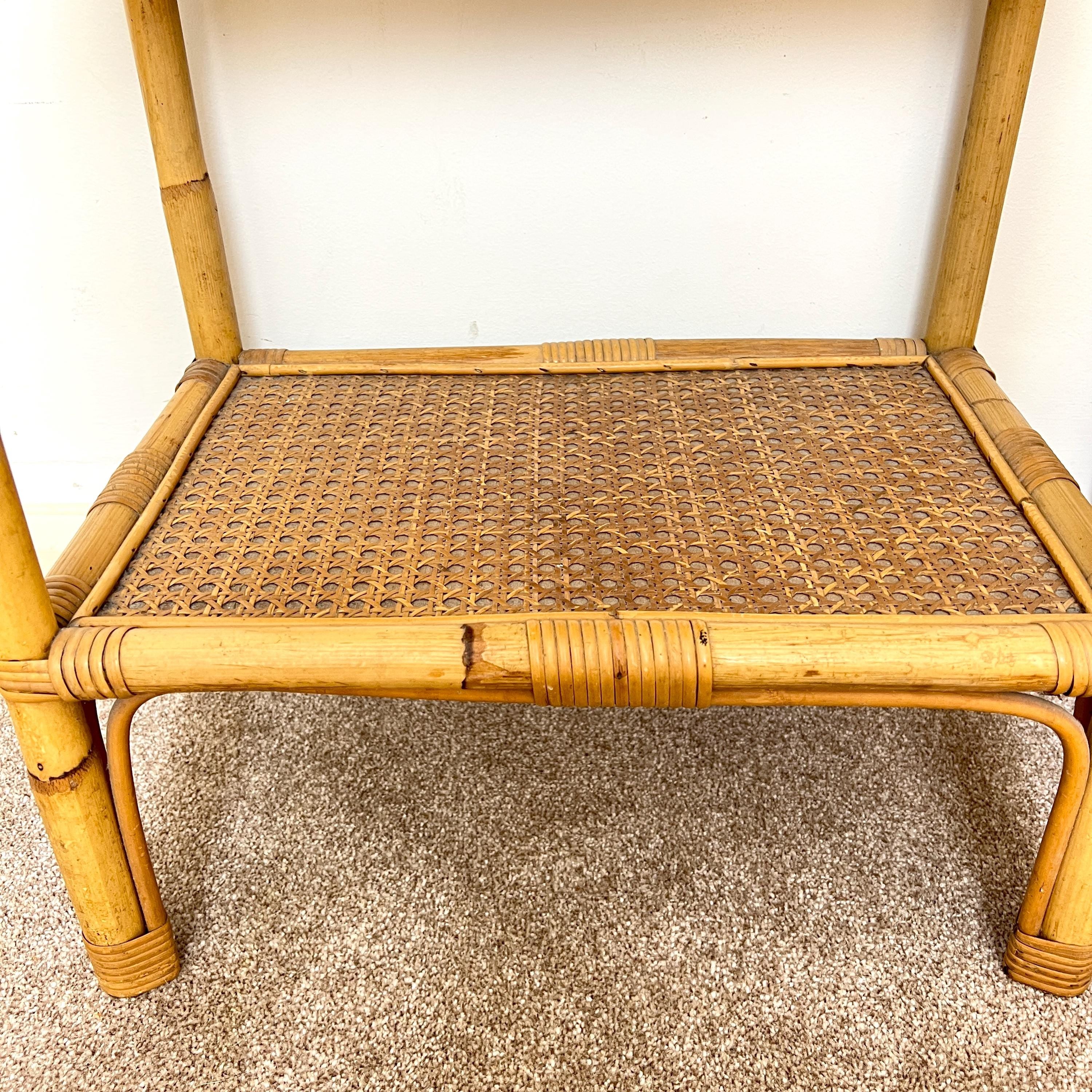 A Pair of Vintage Bamboo Rattan Bedside tables