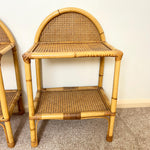 Load image into Gallery viewer, A Pair of Vintage Bamboo Rattan Bedside tables
