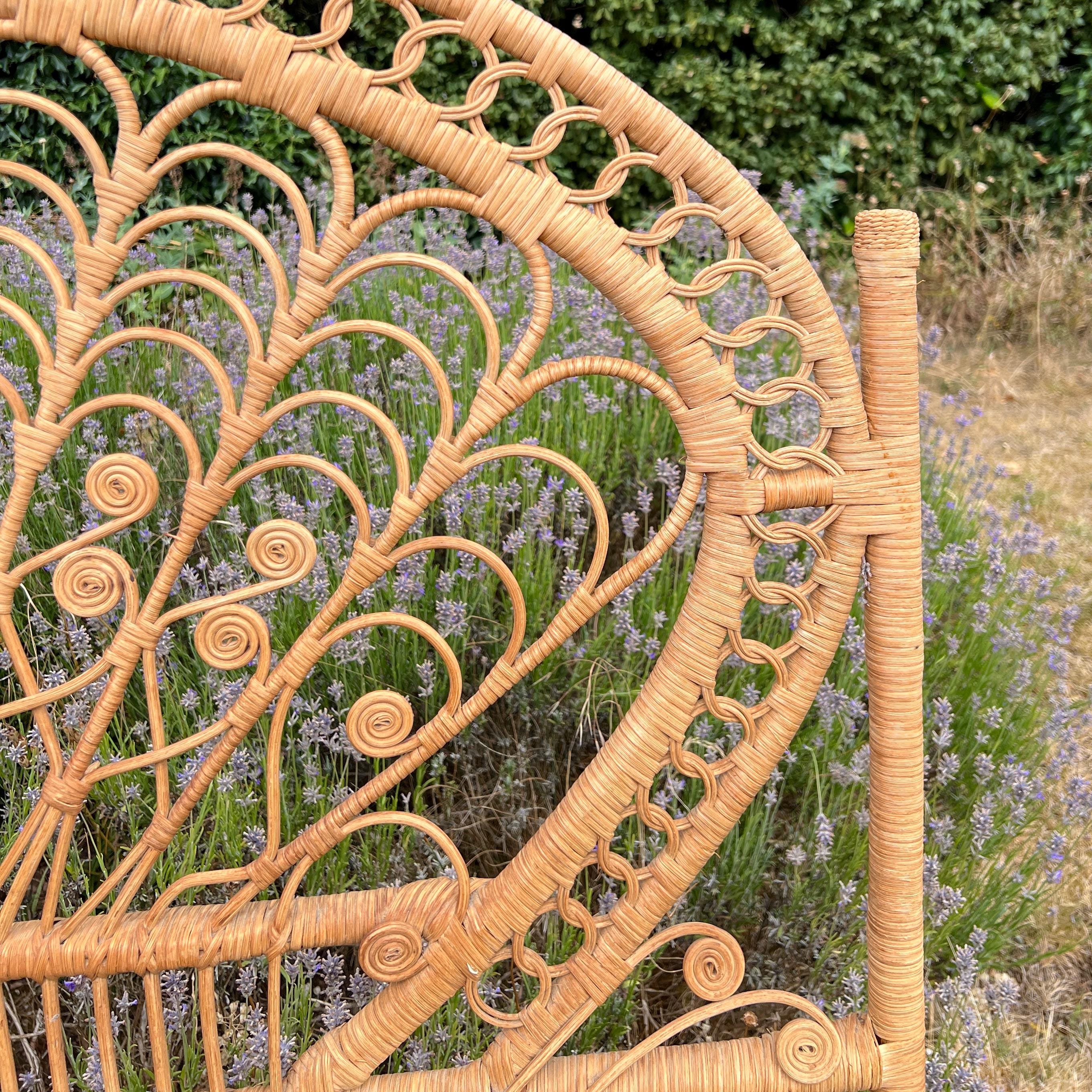 Vintage Bamboo Rattan Headboard Cane Double size 4ft 6
