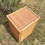 Load image into Gallery viewer, A Pair of Rattan Bamboo Cane Bedside Tables , Boho Tiki Side Table
