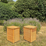 Load image into Gallery viewer, A Pair of Rattan Bamboo Cane Bedside Tables , Boho Tiki Side Table
