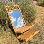 Load image into Gallery viewer, Mid Century Boho Bamboo Cane Tall Mirror with Shelf  74 cm
