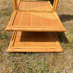 Load image into Gallery viewer, Mid Century Boho Bamboo Cane Tall Mirror with Shelf  74 cm
