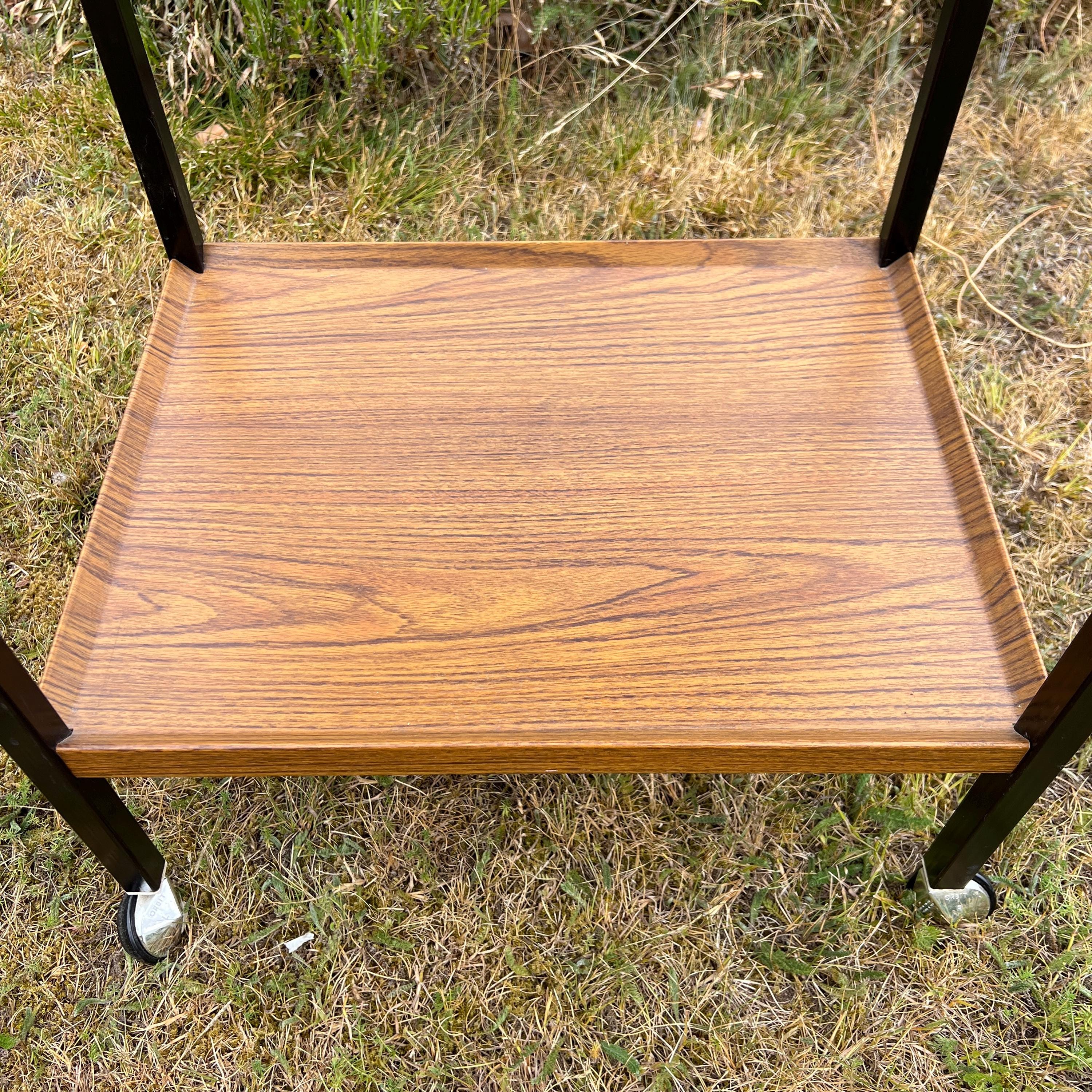MCM Mid Century Vintage Teak Effect Drinks Cocktail Trolley, Office Trolley