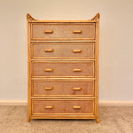 Load image into Gallery viewer, Vintage Boho Bamboo Rattan Chest of 5 Drawers
