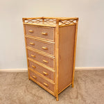 Load image into Gallery viewer, Vintage Boho Bamboo Rattan Chest of 5 Drawers
