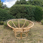 Load image into Gallery viewer, Vintage Bamboo Papasan Chair, Mid Century Cane Moon Lounge Easy Chair, Boho Tiki Retro
