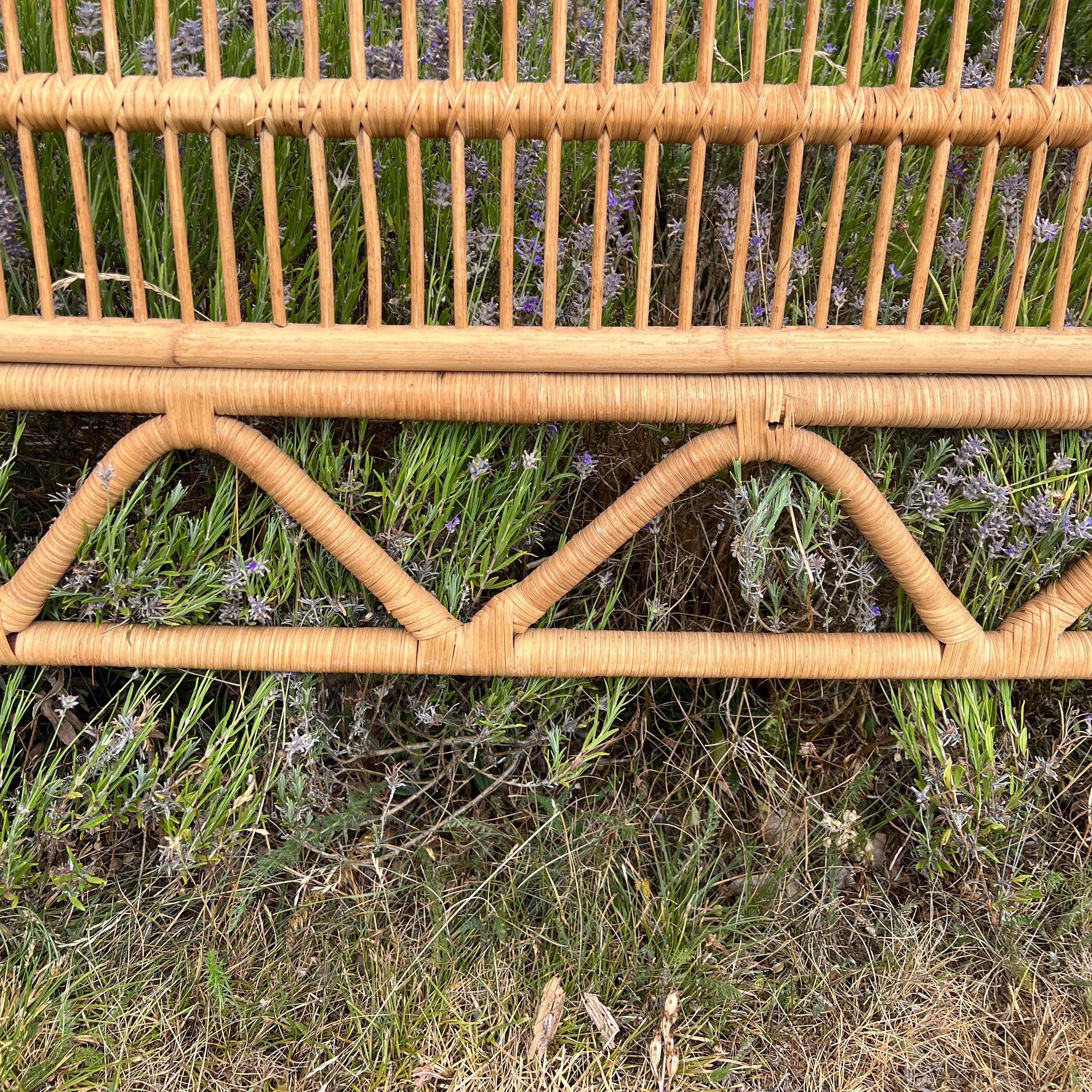 Vintage Bamboo Rattan Headboard Cane Double size 4ft 6