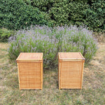Load image into Gallery viewer, A Pair of Rattan Bamboo Cane Bedside Tables , Boho Tiki Side Table
