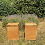 Load image into Gallery viewer, A Pair of Rattan Bamboo Cane Bedside Tables , Boho Tiki Side Table
