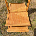 Load image into Gallery viewer, Mid Century Boho Bamboo Cane Tall Mirror with Shelf  74 cm
