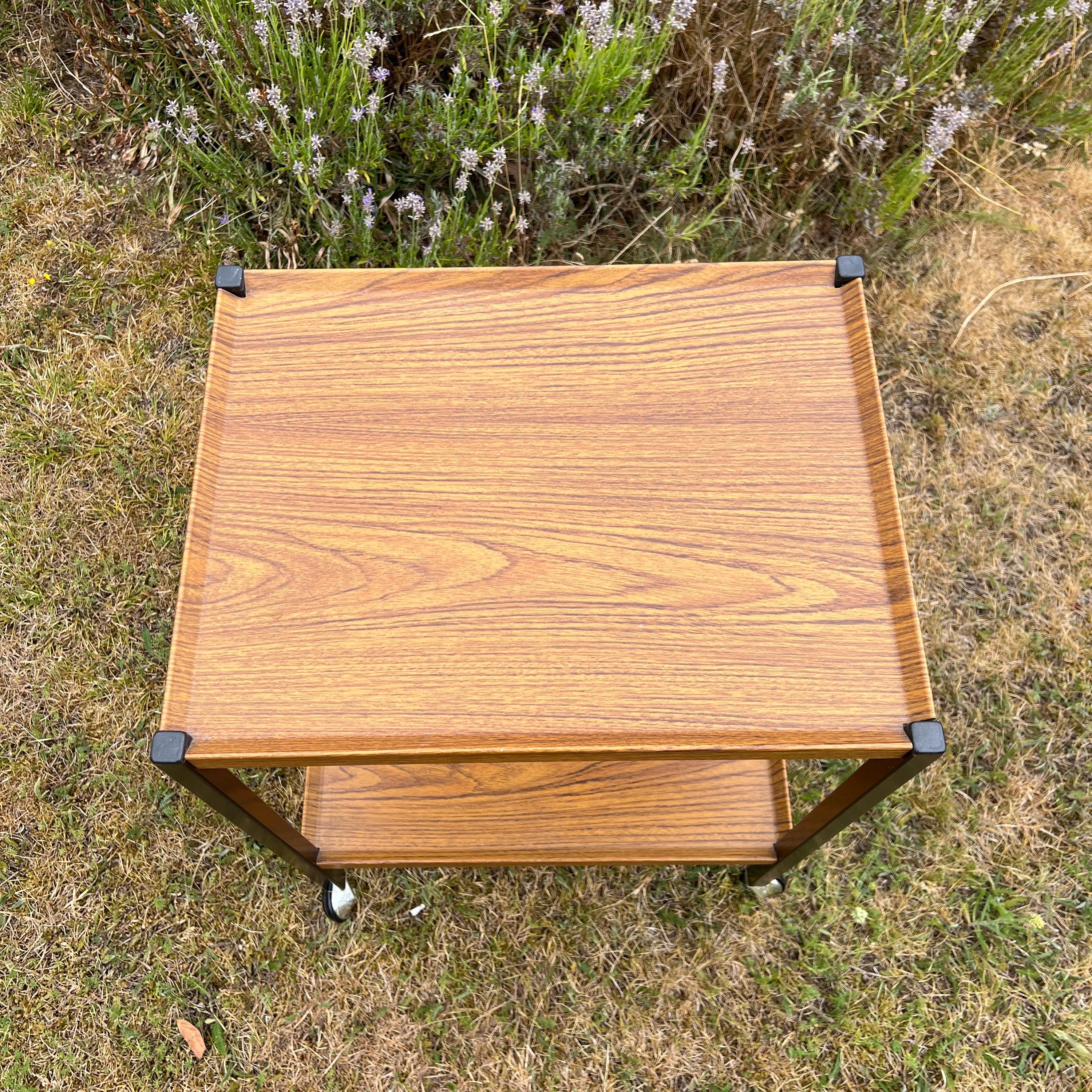 MCM Mid Century Vintage Teak Effect Drinks Cocktail Trolley, Office Trolley