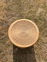Load image into Gallery viewer, Vintage Tiki Boho Bamboo Foot Stool, Side table, Cane Plant Stand Peacock Style
