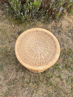Load image into Gallery viewer, Vintage Tiki Boho Bamboo Foot Stool, Side table, Cane Plant Stand Peacock Style
