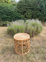 Load image into Gallery viewer, Vintage Tiki Boho Bamboo Foot Stool, Side table, Cane Plant Stand Peacock Style
