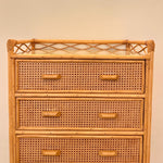 Load image into Gallery viewer, Vintage Boho Bamboo Rattan Chest of 5 Drawers
