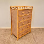 Load image into Gallery viewer, Vintage Boho Bamboo Rattan Chest of 5 Drawers

