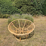 Load image into Gallery viewer, Vintage Bamboo Papasan Chair, Mid Century Cane Moon Lounge Easy Chair, Boho Tiki Retro
