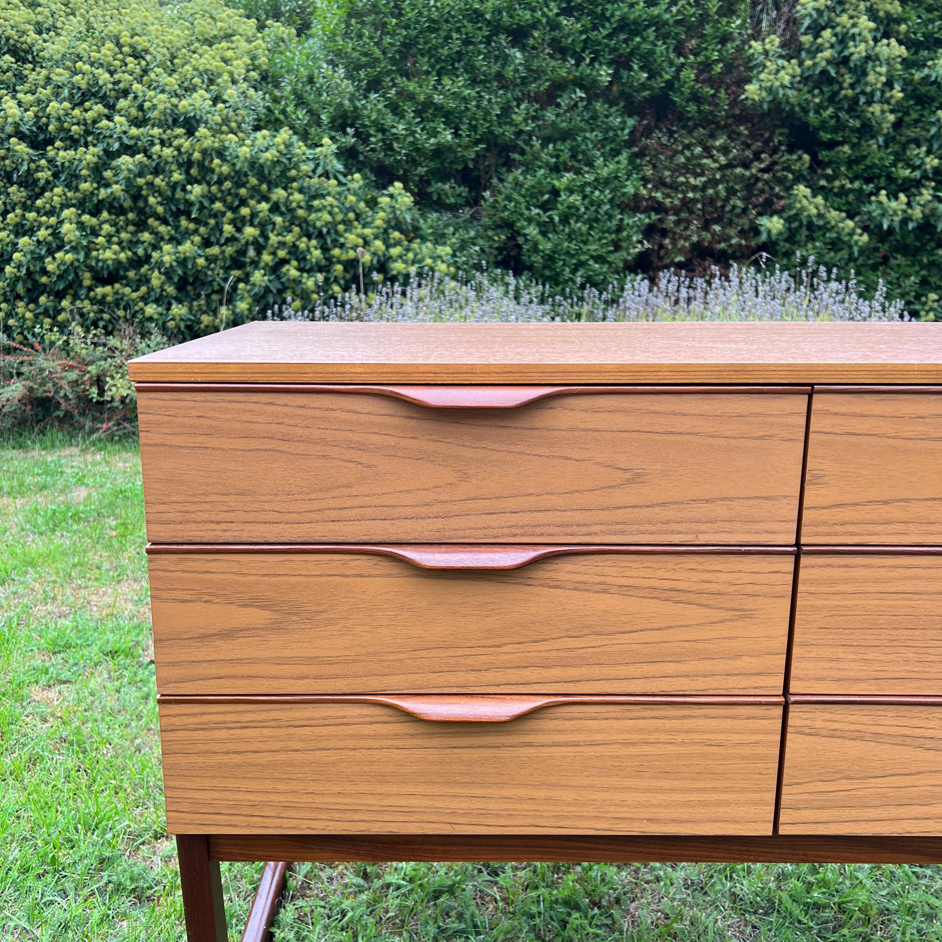 Mid Century Teak Effect Sideboard with Drawers