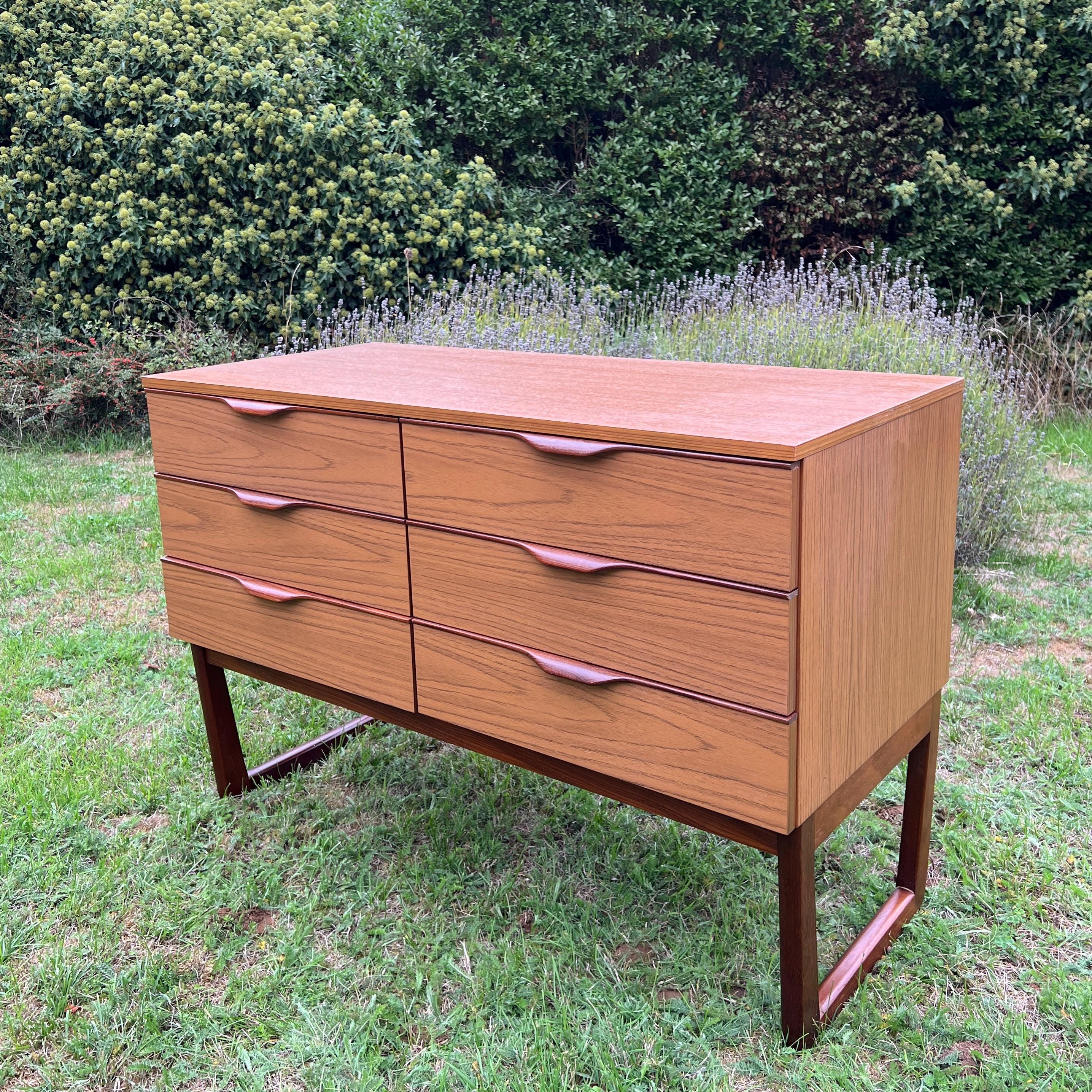 Mid Century Teak Effect Sideboard with Drawers