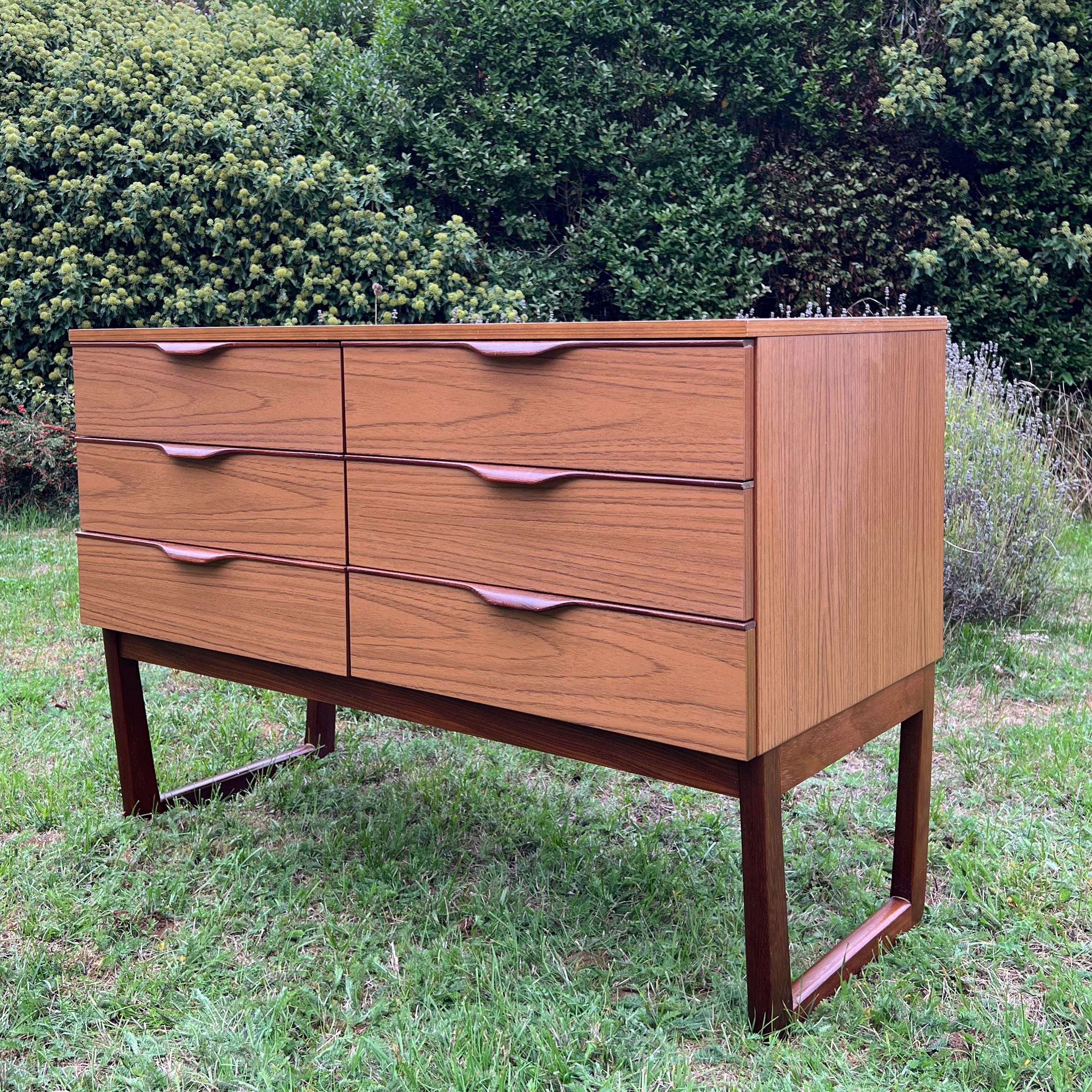 Mid Century Teak Effect Sideboard with Drawers