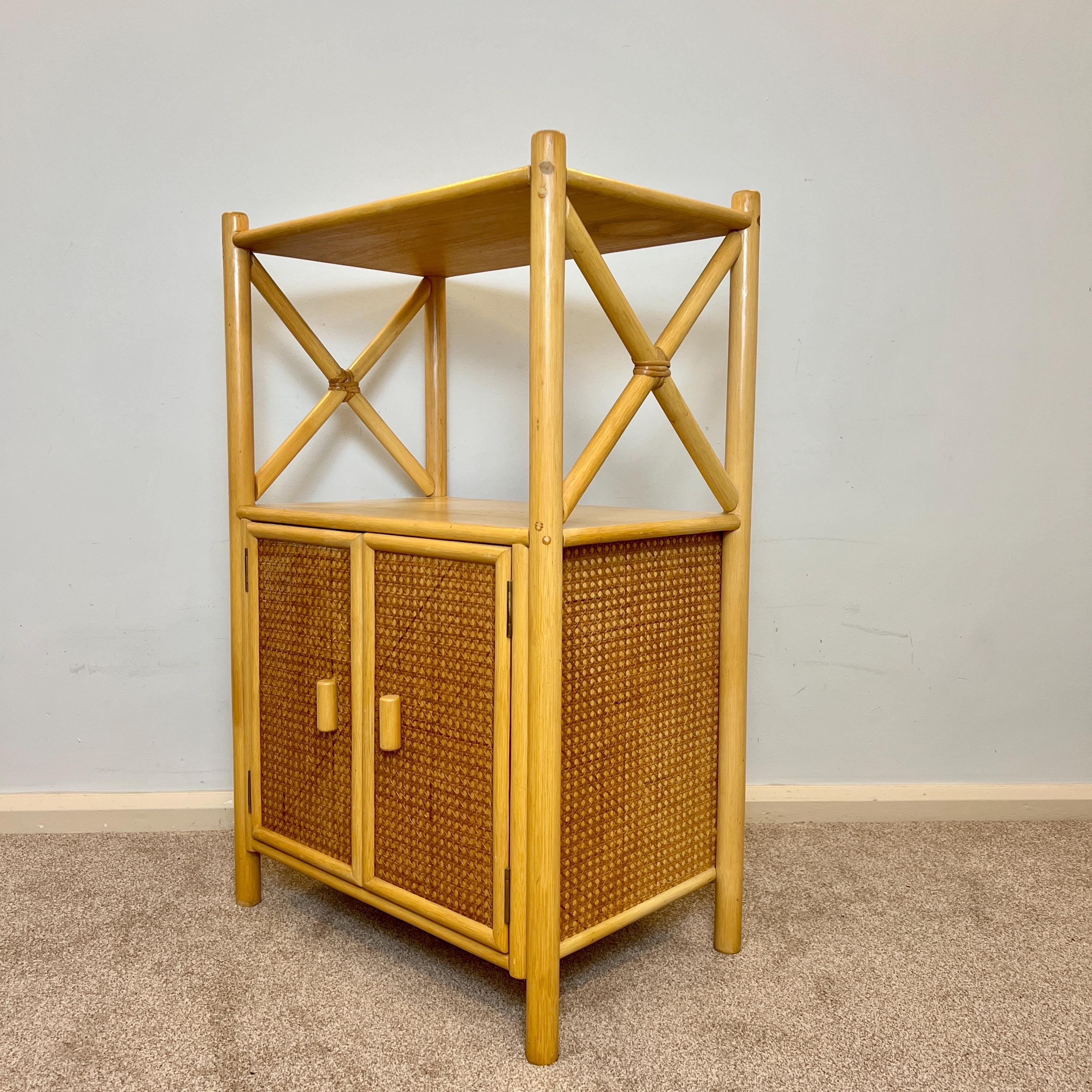 Angraves Bamboo Rattan Shelving Unit, Vintage Boho Bookshelf Cupboard