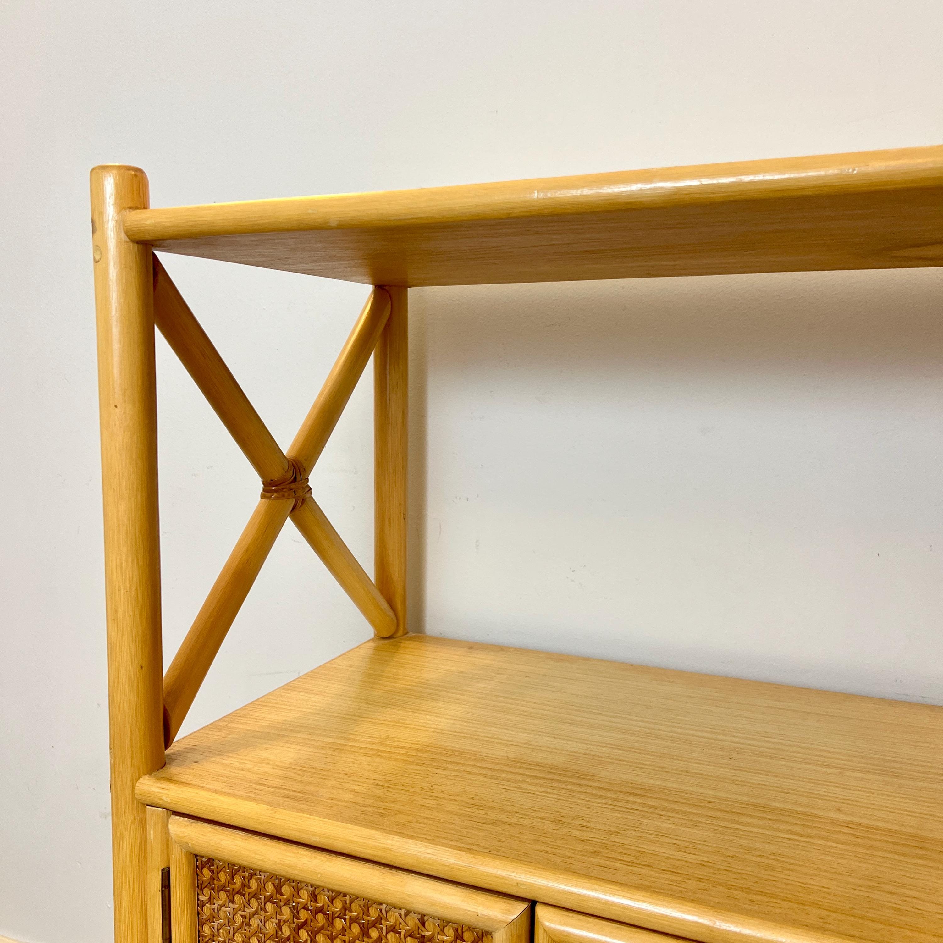 Angraves Bamboo Rattan Shelving Unit, Vintage Boho Bookshelf Cupboard