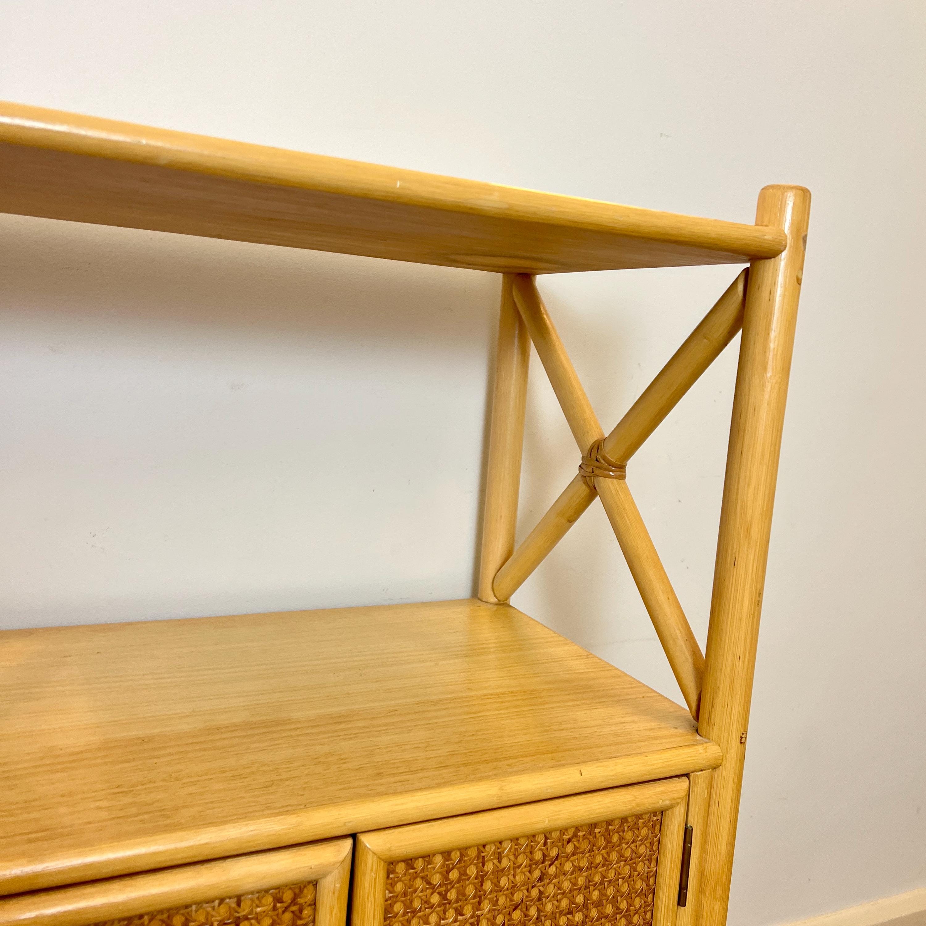 Angraves Bamboo Rattan Shelving Unit, Vintage Boho Bookshelf Cupboard