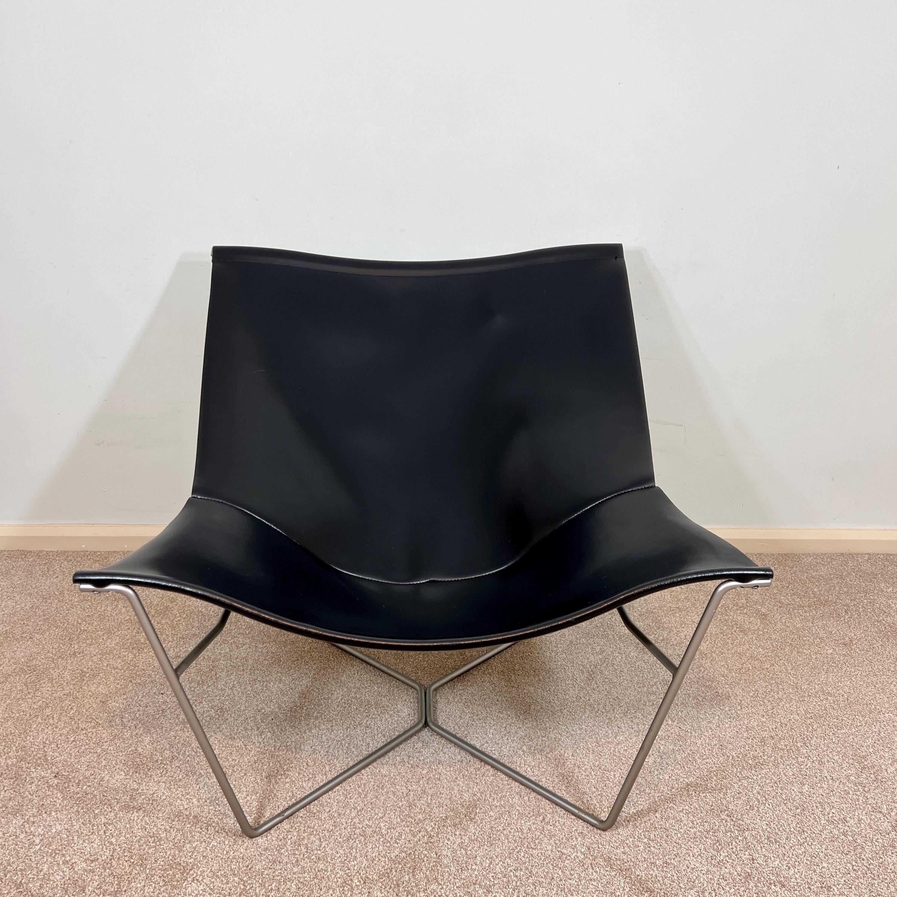 Vintage Habitat Black Leather Accent Chair by David Weeks