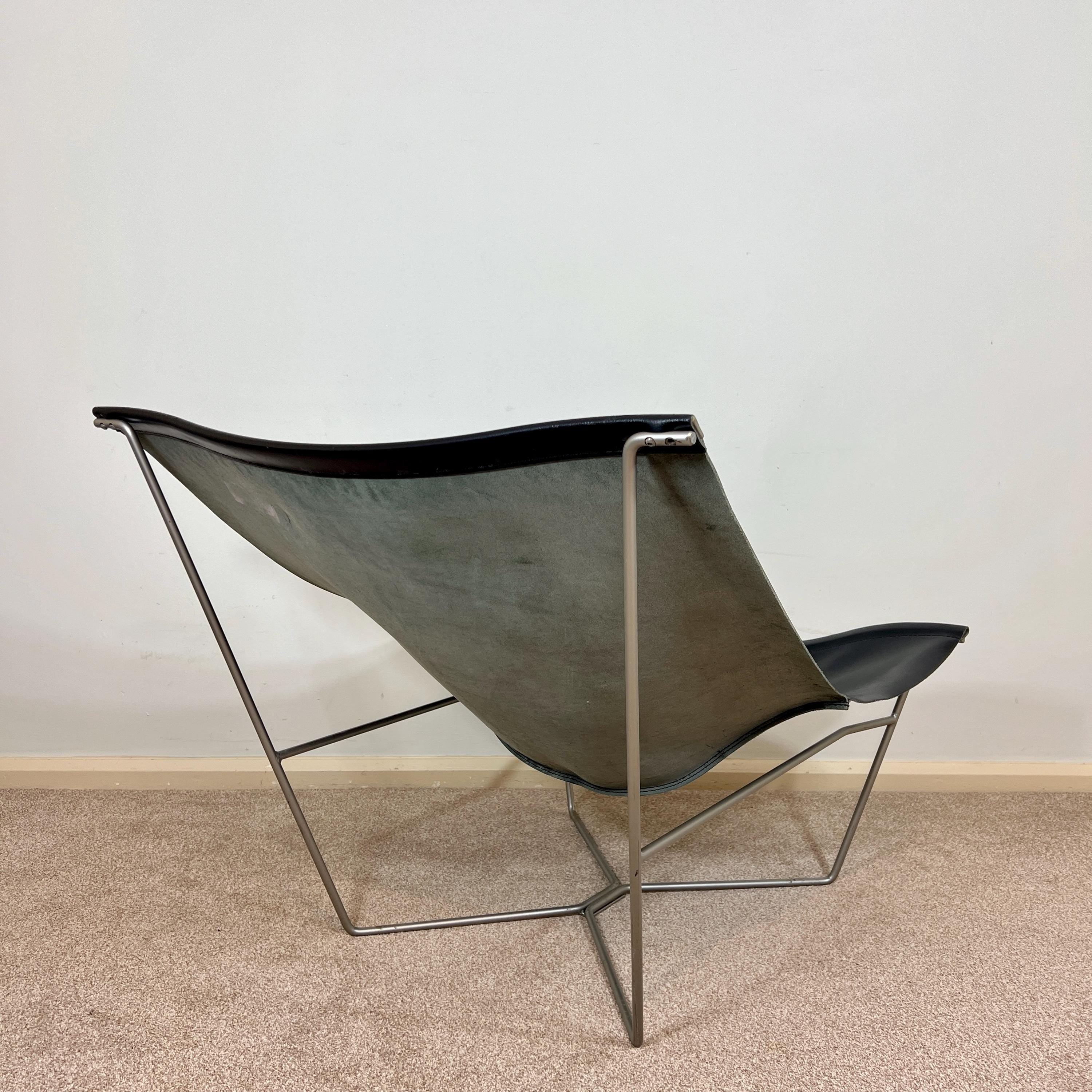 Vintage Habitat Black Leather Accent Chair by David Weeks