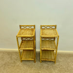 Load image into Gallery viewer, A Pair of Vintage Bamboo Rattan Bedside tables
