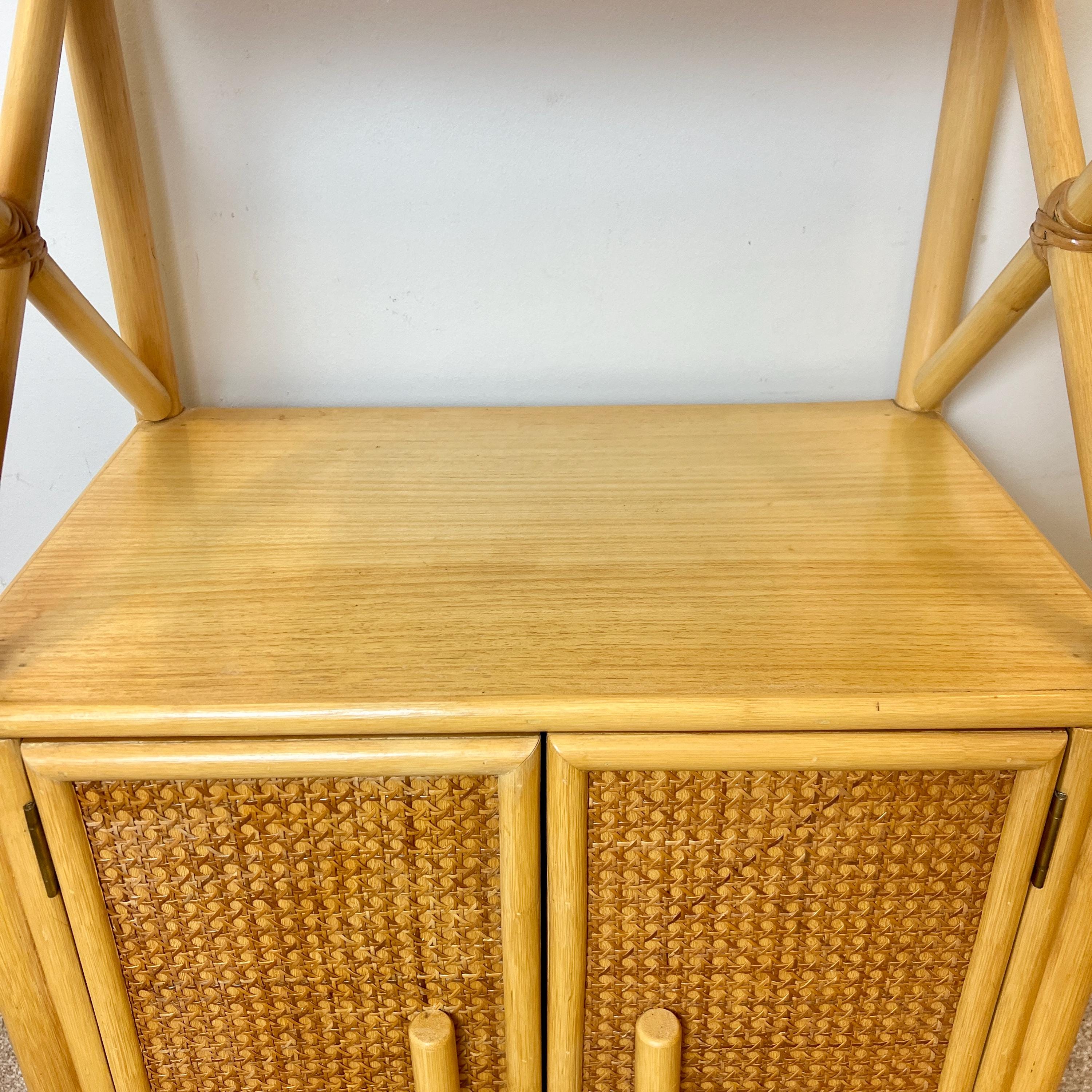 Angraves Bamboo Rattan Shelving Unit, Vintage Boho Bookshelf Cupboard