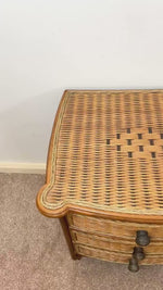 Load and play video in Gallery viewer, A Pair of Vintage Bamboo Rattan Bedside drawers, Boho Bedside tables
