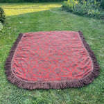 Load image into Gallery viewer, Vintage Brick Orange &amp; Brown Double Bedspread — Fringed
