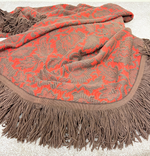 Load image into Gallery viewer, Vintage Brick Orange &amp; Brown Double Bedspread — Fringed
