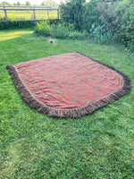 Load image into Gallery viewer, Vintage Brick Orange &amp; Brown Double Bedspread — Fringed
