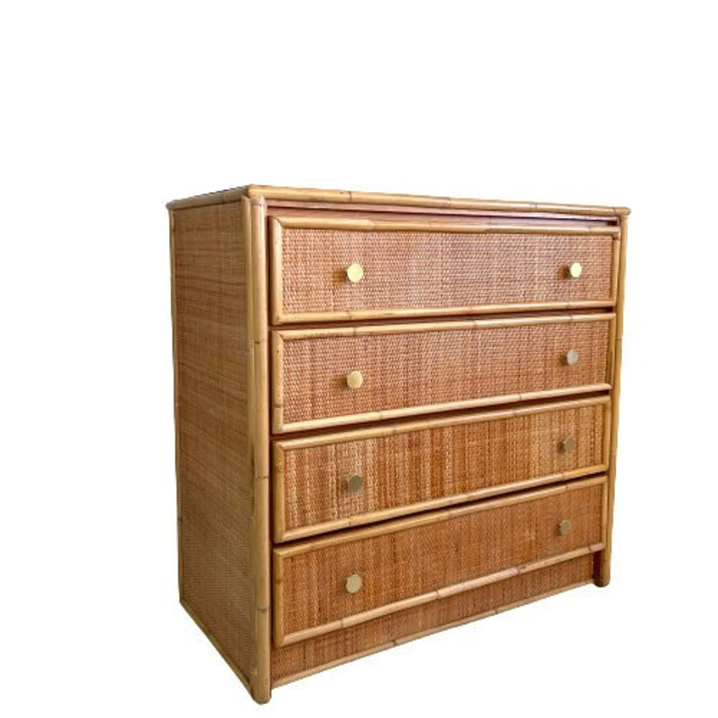 Vintage Bamboo Rattan Chest of Drawers