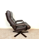 Load image into Gallery viewer, Danish Mid Century Brown Leather Bentwood Armchair, Vintage Lounge Accent Chair
